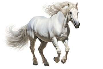 Fototapeta na wymiar White Horse on Transparent Background. AI