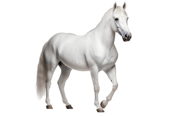 Obraz na płótnie Canvas White Horse on Transparent Background. AI