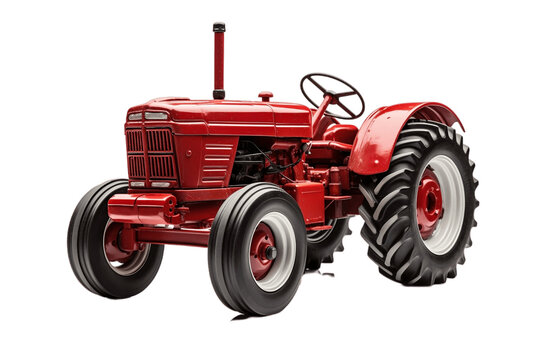 Red Tractor Isolated on Transparent Background. AI