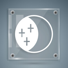 White Eclipse of the sun icon isolated on grey background. Total sonar eclipse. Square glass panels. Vector