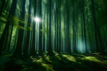 rays of light in forest Generated Ai Technology