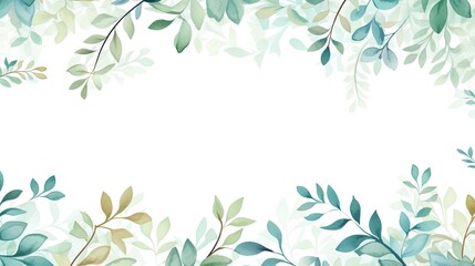 Vector cute watercolor leaves frame with water elements for wedding template, generated by AI