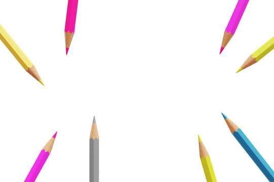 Back to school. Multicolored pencils. 3d rendering
