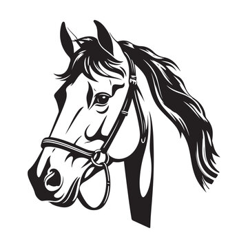 horse head clip art black and white