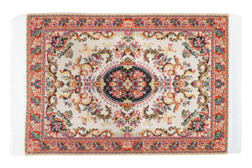 Colorful carpet isolated on white background in turkish style.