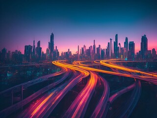 Obraz premium futuristic cyberpunk city abstract background Cinematic generative ai illustration art