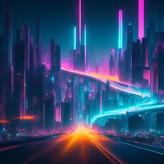 Fototapeta na wymiar futuristic cyberpunk city abstract background Cinematic generative ai illustration art