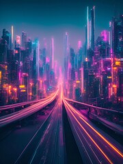 Fototapeta premium futuristic cyberpunk city abstract background Cinematic generative ai illustration art