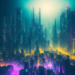 Fototapeta na wymiar futuristic cyberpunk city abstract background Cinematic generative ai illustration art
