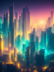 futuristic cyberpunk city abstract background Cinematic generative ai illustration art