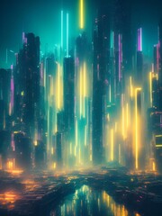 Fototapeta premium futuristic cyberpunk city abstract background Cinematic generative ai illustration art