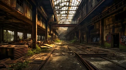 Foto op Canvas Forgotten Industries .  Closed Manufacturing Plants . AI Generated © EwaStudio