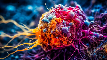 Obraz premium A microscopic image of a cancer cell. AI Generated