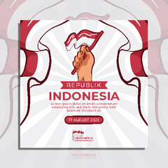 Indonesia Independence Day Social Media Flyer Banner Template