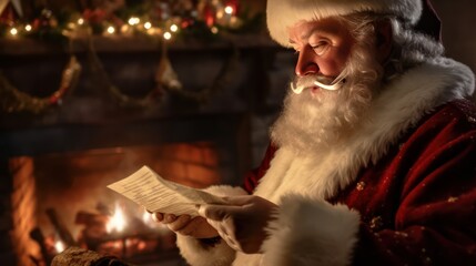 santa claus reading christmas letters, generative ai