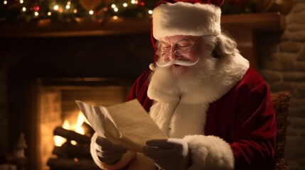 santa claus reading christmas letters, generative ai