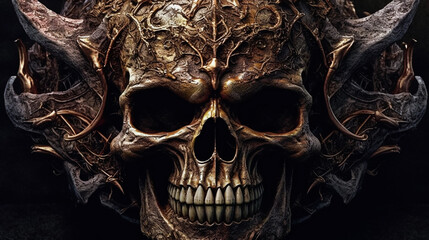 Naklejka premium Infernal Cranium . Burning Skull . AI Generated