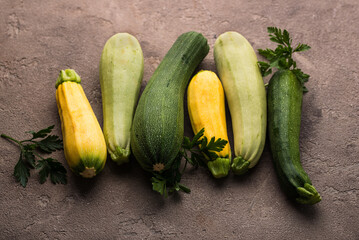 Assortment of different color of zucchini
