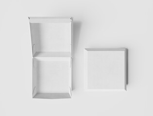 Blank white burger carton box mock up isolated on white background.