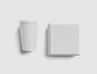 Blank white burger carton box and soda isolated on white background.