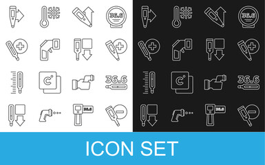 Set line Digital thermometer, Medical, and icon. Vector