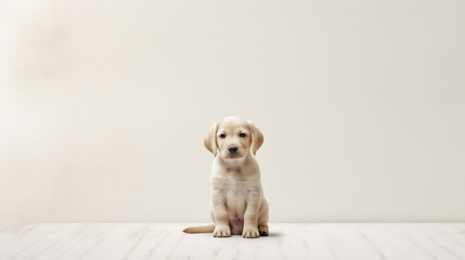 Minimalist Happy Puppy. Blissful Pup.  AI Generated