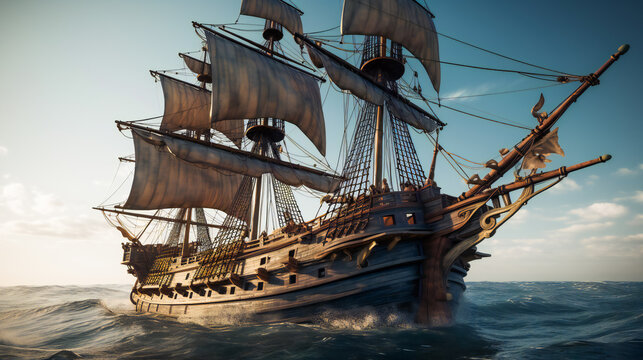 Pirate ship. AI Generated