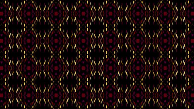 Moving geometric shapes. Symmetric tribal abstract pattern. Seamless 4k looping footage.