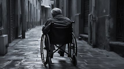 Obraz premium The Aging Plight. The Lonely Walk. The Forgotten Generation. AI Generated