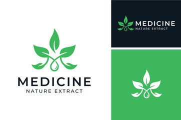 Initial Letter M with Leaf for Fresh Plant or Cosmetic Brand, Cannabis Marijuana Extract Oil CBD Logo design