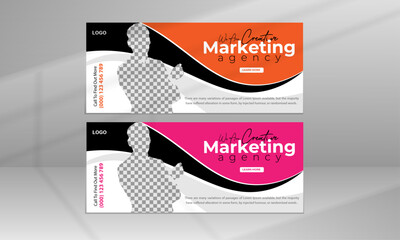 Business Web Banner Template Vector Abstract Design for Social Media and Web Sites