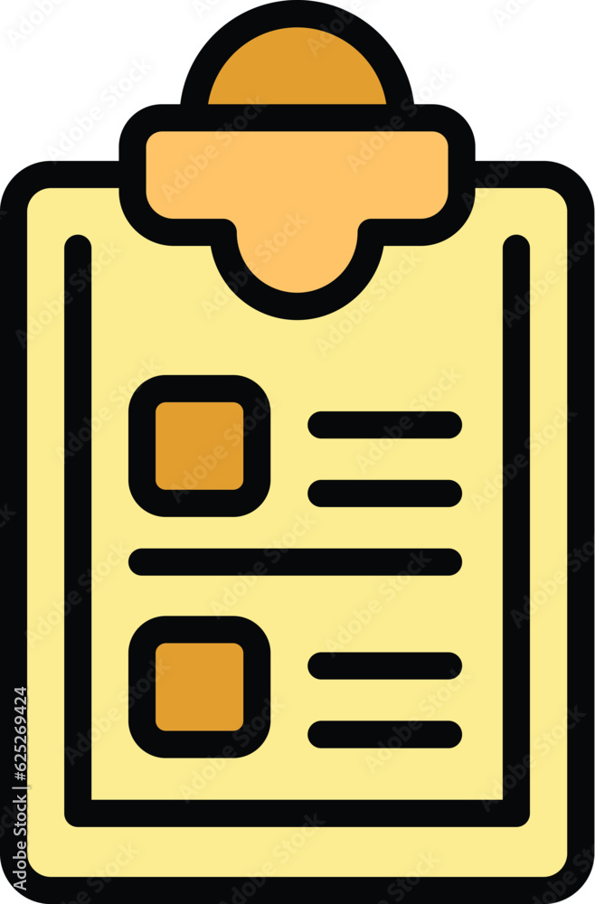 Poster task list icon outline vector. checklist document. form inventory color flat