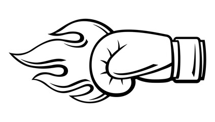 Emblem with boxing gloves. Box club label. Sport illustration in cartoon style.