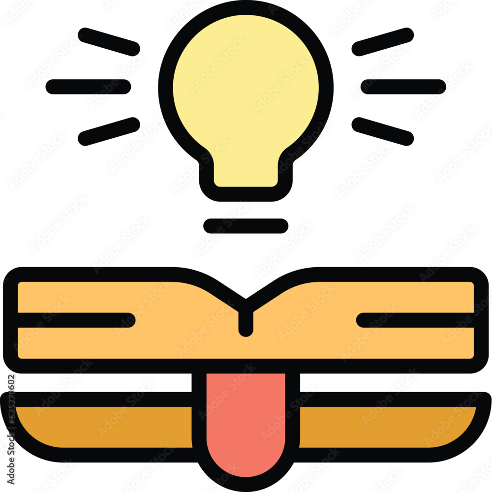 Poster idea solution icon outline vector. creative light. lightbulb answer color flat