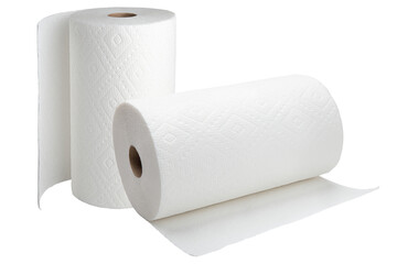 Paper towel. A white roll of paper towel. Disposable towels. Soft towel or napkin for cleaning kitchen, bathroom. Towels for Wipe hands. Toilet paper. Macro high resolution photo. Isolated background 