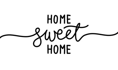 Home Sweet Home - Typography poster. Handmade lettering print. Vector vintage cursive text with my own handwritten. - obrazy, fototapety, plakaty