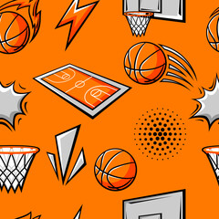 Pattern with basketball items. Sport club illustration.