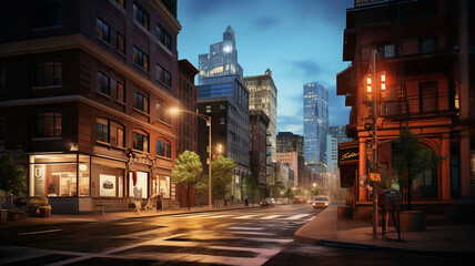 Fototapeta na wymiar City themed scenery background, created with generative AI technology