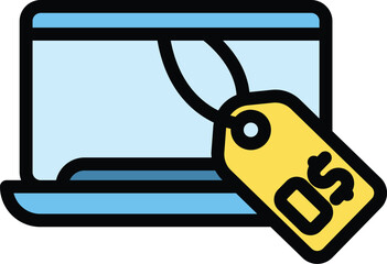 Free online course icon outline vector. Web education. Learning webinar color flat