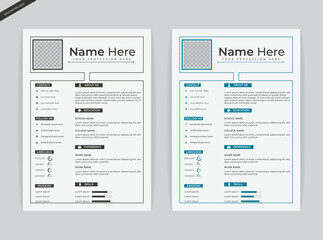 Professional resume letterhead design, cover letter business layout job applications, personal description 
