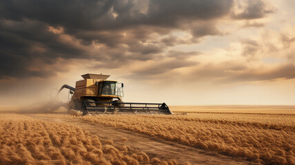 Fototapeta premium A Plains scenery background with wheat crops, created with generative AI technology