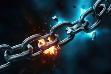 Concept of a breaking chain. Generative AI.