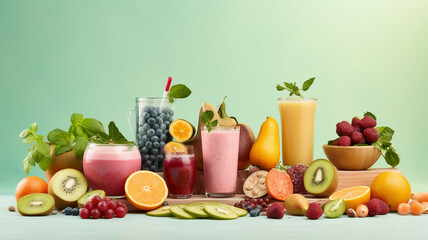 Eco healthy fruit smoothies, created with generative AI technology