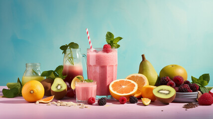 Eco healthy fruit smoothies, created with generative AI technology