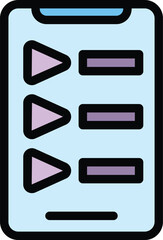 Phone audio course icon outline vector. Online conference. Web academy color flat