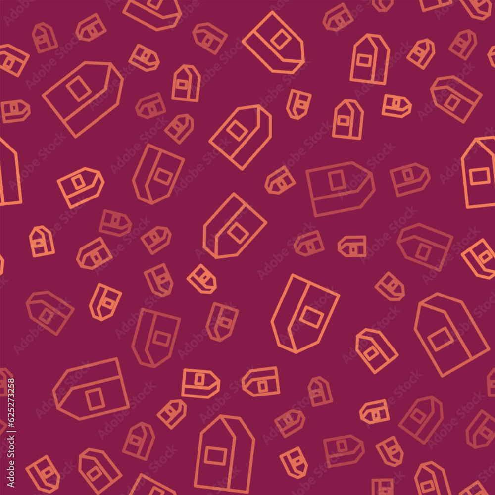 Aufkleber brown line paper package for milk icon isolated seamless pattern on red background. milk packet sign
