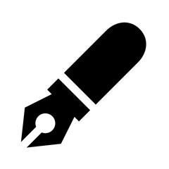 文房具、万年筆、ペンを表す塗りつぶしスタイルのアイコン