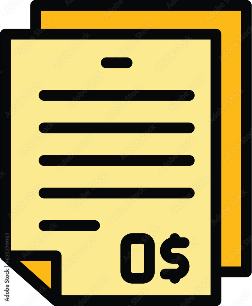 Poster course contract icon outline vector. document form. summary profile color flat