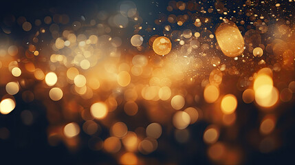 Bokeh lights set against a dim backdrop, forming an otherworldly and festive ambiance. Generative AI