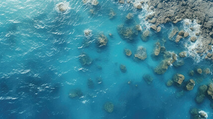 Fototapeta na wymiar Aerial view of a coral reef, forming a natural abstract pattern. Generative AI